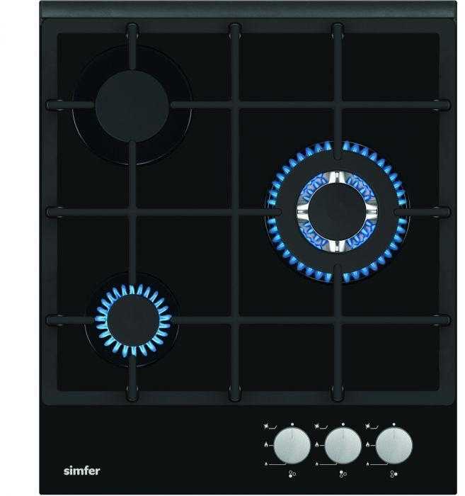 Mikrobangų krosnelė Simfer | Hob | H4.300.VGRIM | Gas | Number of burners/cooking zones 3 | Rotary knobs | Nerūdijantis plienas