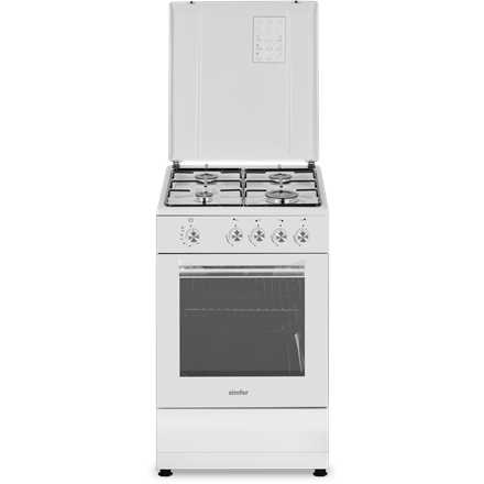 Simfer | Viryklė | 4401SGRBB | Kaitvietės tipas Dujinė | Orkaitės tipas Dujinė | Baltas | Plotis 50 cm | Gylis 55 cm | Energijos efektyvumo klasė A+ | 49 L