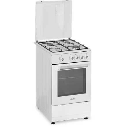 Simfer | Viryklė | 4401SGRBB | Kaitvietės tipas Dujinė | Orkaitės tipas Dujinė | Baltas | Plotis 50 cm | Gylis 55 cm | Energijos efektyvumo klasė A+ | 49 L