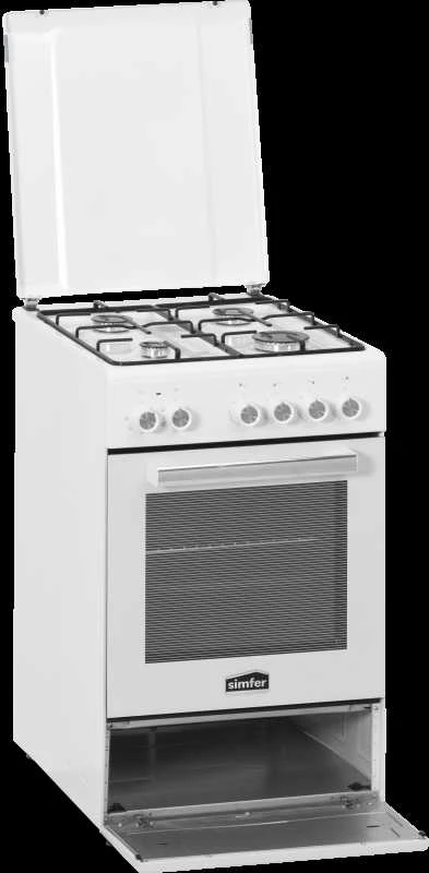 Simfer | Viryklė | 5405SERBB | Kaitlentės tipas Dujinis | Orkaitės tipas Elektrinis | Baltas | Plotis 50 cm | Elektroninis uždegimas | Gylis 60 cm | 43 L