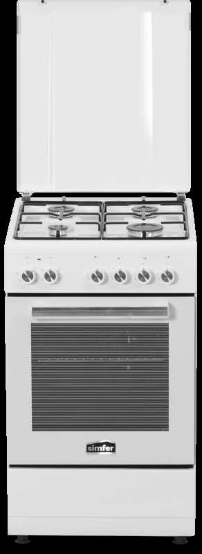 Simfer | Viryklė | 5405SERBB | Kaitlentės tipas Dujinis | Orkaitės tipas Elektrinis | Baltas | Plotis 50 cm | Elektroninis uždegimas | Gylis 60 cm | 43 L
