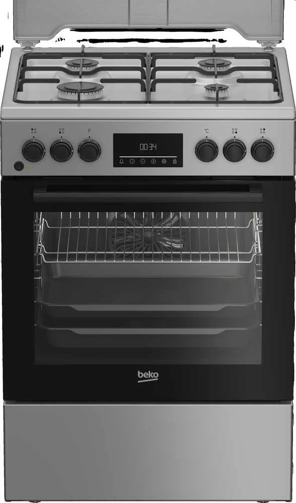 BEKO viryklė FBM62320SDS, Plotis 60 cm, A, Dujinė/Elektrinė, LED ekranas