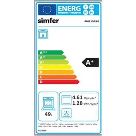 Mikrobangų krosnelė Simfer | Viryklė | 4403SERBB | Kaitlentės tipas Dujinė | Orkaitės tipas Elektrinė | Baltas | Plotis 50 cm | Gylis 55 cm | Elektrinis uždegimas | Energijos efektyvumo klasė A | 48 L