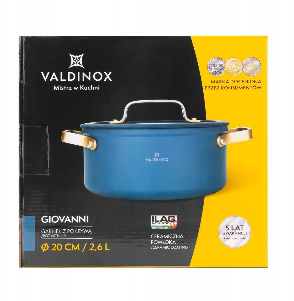 Dujų indukcinis puodas su nepridegančiu dangčiu Valdinox Giovanni 2,6 l