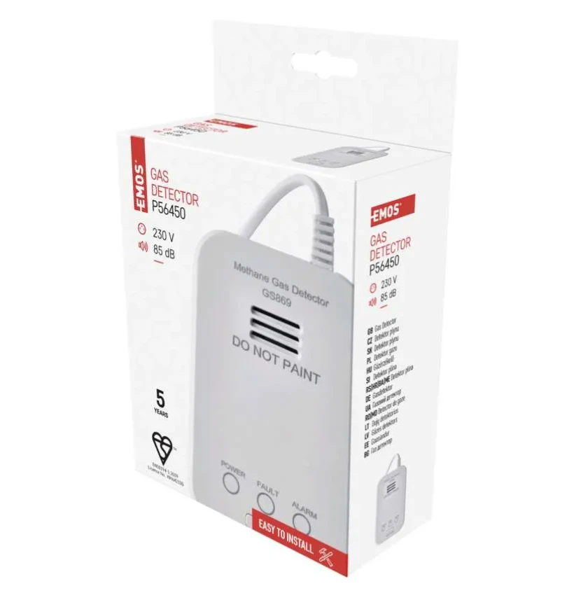 Emos Dujų nuotekio detektorius, 85 dB, 230 V, IPX2D, baltas