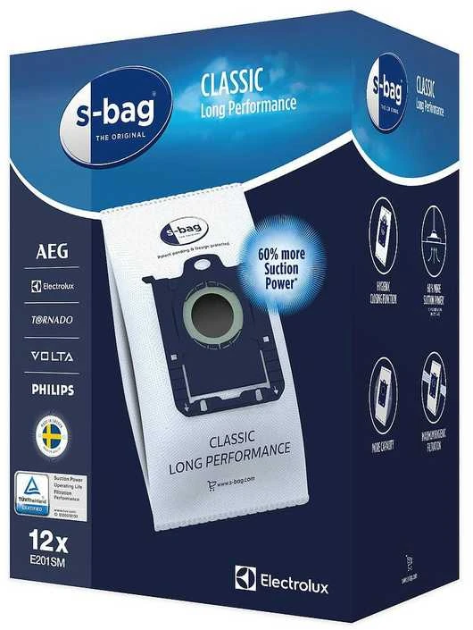 Dulkių siurblio maišeliai Electrolux E201SM s-bag® Classic Long Performance, 12 vnt., 3,5 l