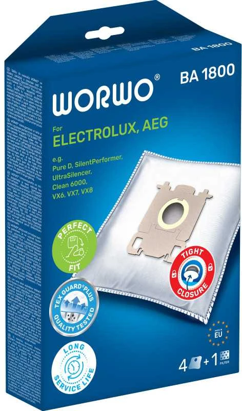 Dulkių siurblių maišeliai WORWO BA1800 TEX GUARD Plus
