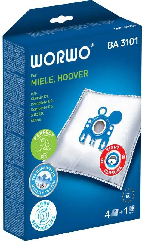 Dulkių siurblių maišeliai WORWO BA3101 TEX GUARD Plus