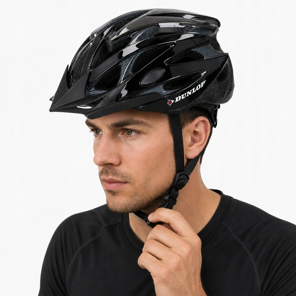 Dunlop - Dviratininko šalmas regulowany MTB r. M 55-58 cm (juoda)