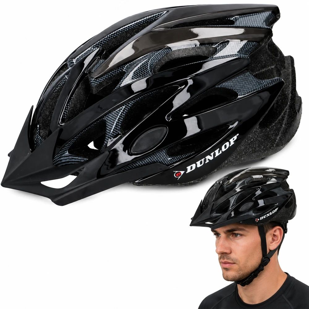 Dunlop - Dviratininko šalmas regulowany MTB r. M 55-58 cm (juoda)
