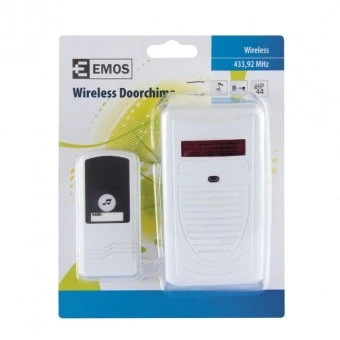 1 melodijos belaidis skambutis su mygtuku Emos 230V/60m baltas