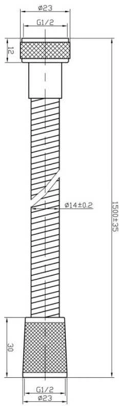 Dušo žarna AB PVC 150cm Chromuota/Balta