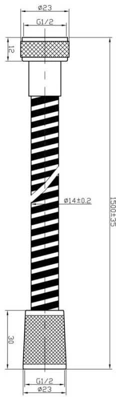 Dušo žarna AB PVC 150cm Chromuota/Juoda