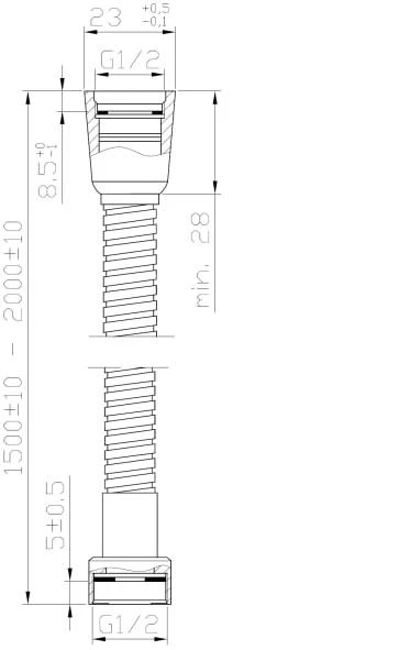 Dušo žarna INVENA, metalinė, dvigubo sukibimo, 150 -200 cm