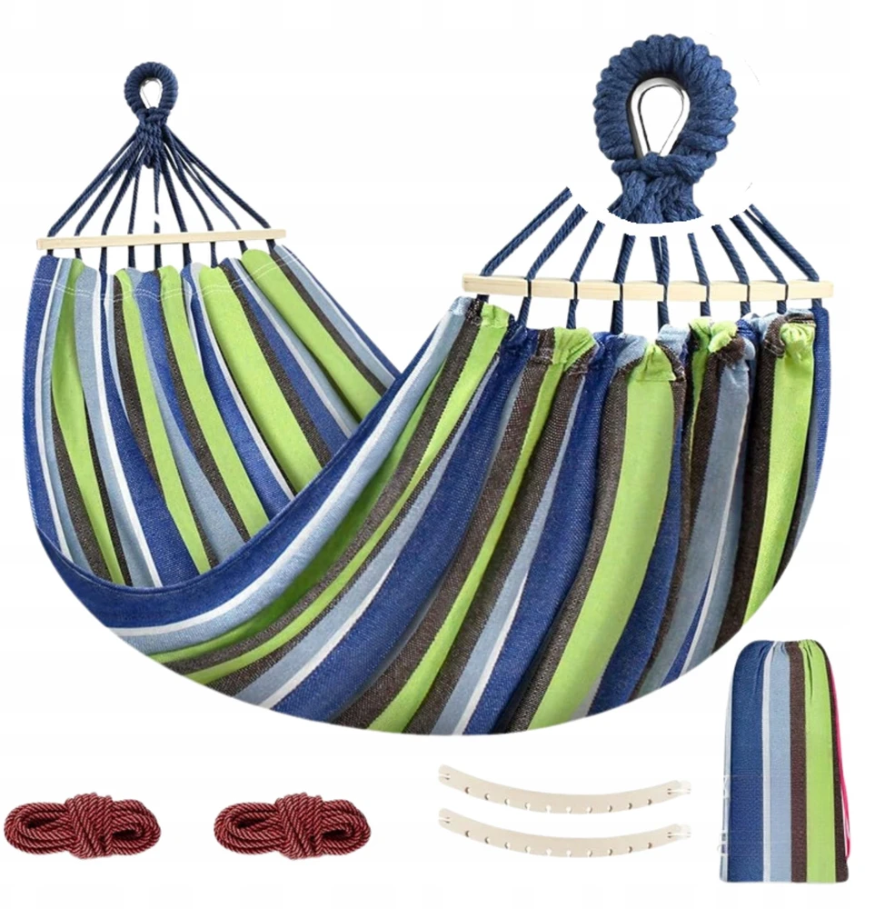 DVIEJI SODO HAMAKO SŪPYKLĖS 270x155 STIPRUS SUstiprinta galvos juosta + KREPŠIS