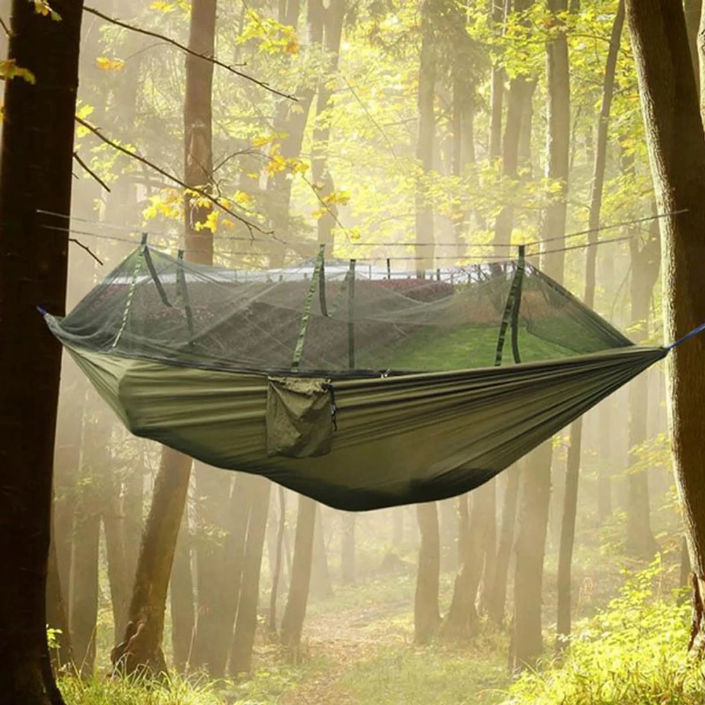 DVIEJI TURISTINIAI HAMAKAS SU UODŲ TINKLELIS SURVIVAL BIVACACK DURABLE STRONG