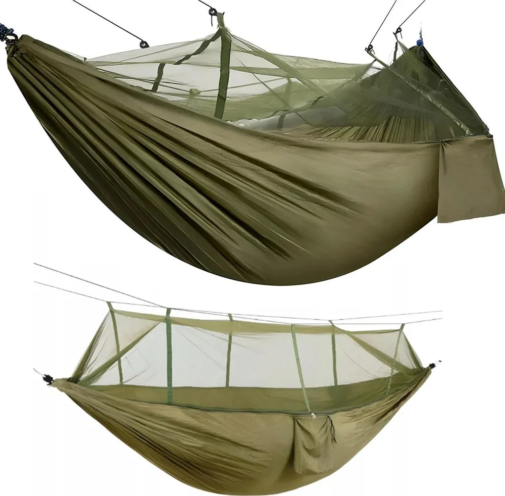 DVIEJI TURISTINIAI HAMAKAS SU UODŲ TINKLELIS SURVIVAL BIVACACK DURABLE STRONG