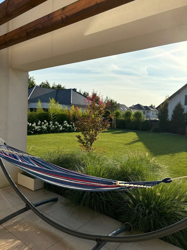 Dviejų asmenų sodo hamakas su skersiniu, 220×160 cm, didelis sodo baras, virvė