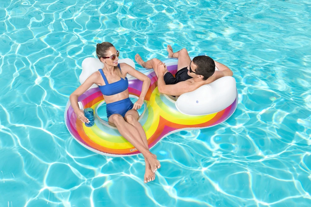 Dvigubas plaukimo ratas Bestway Rainbow Dreams, 186 x 116 cm