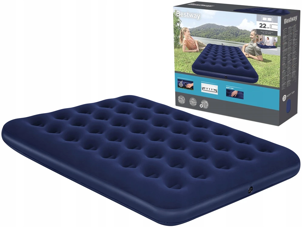 Dvigubas pripučiamas čiužinys miegui BESTWAY 191/137/22 cm INDUSTRY lova