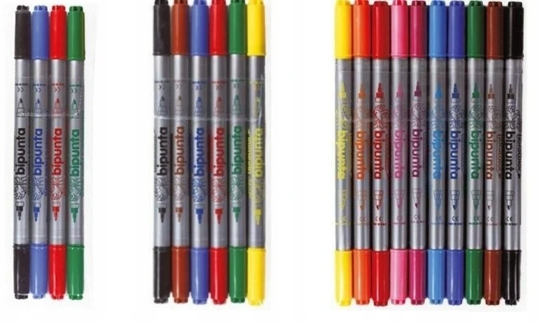 Dvigubo smaigalio rašikliai 4 spalvų fIbracolor dėkle