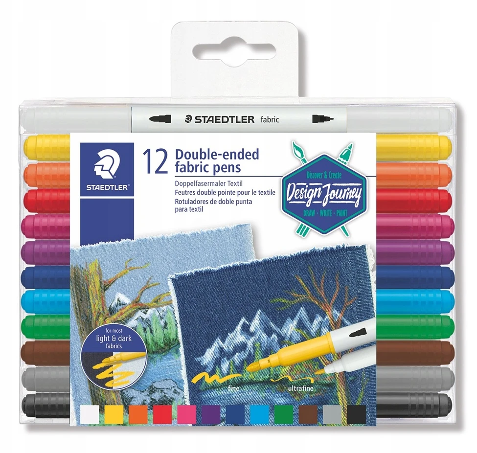 Dvigubų tekstilės žymeklių rinkinys Staedtler Design Journey, 12 vnt.