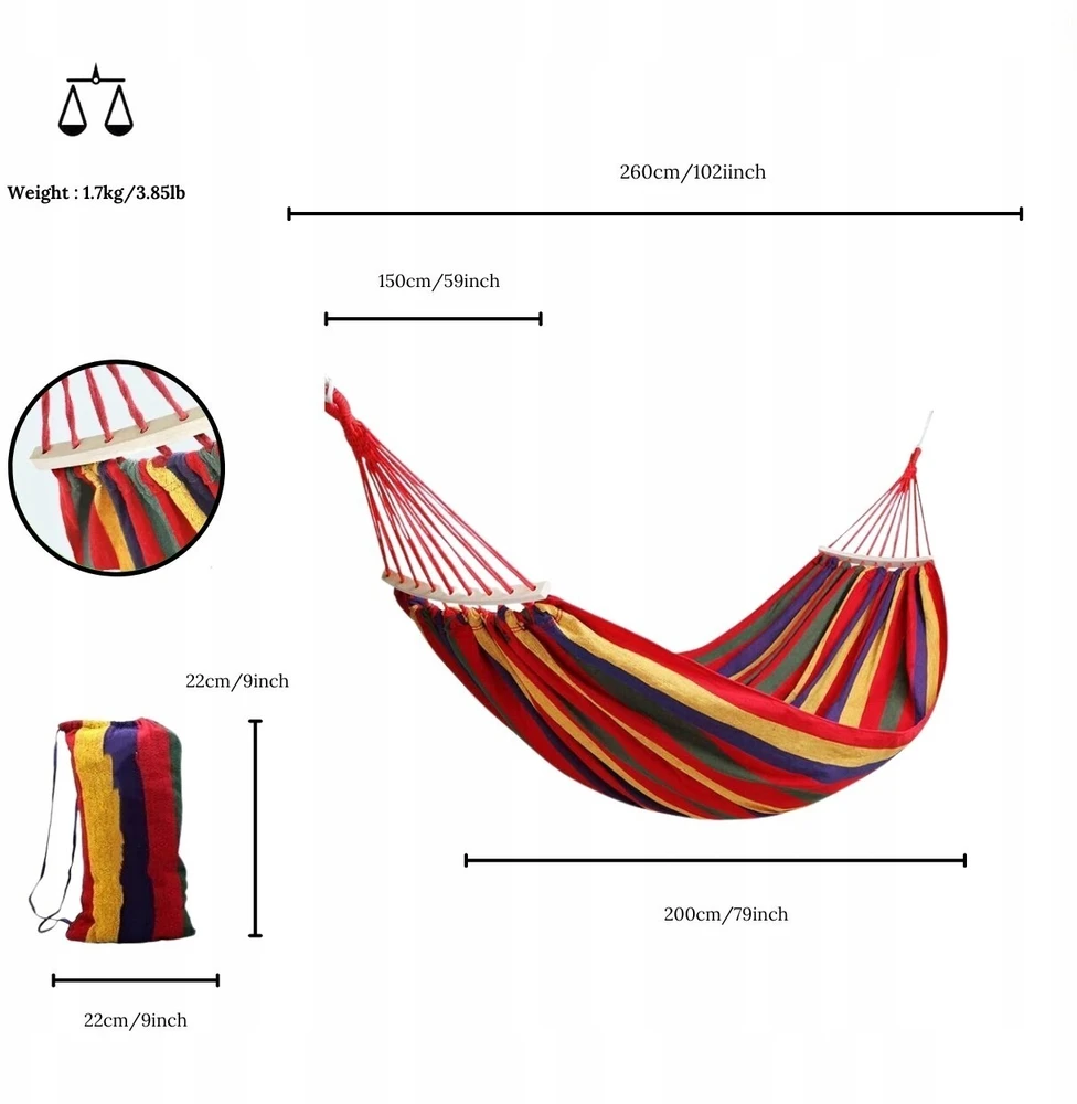 Dvigulis sodo hamakas Xxl su mediniais skersiniais 260x150 cm