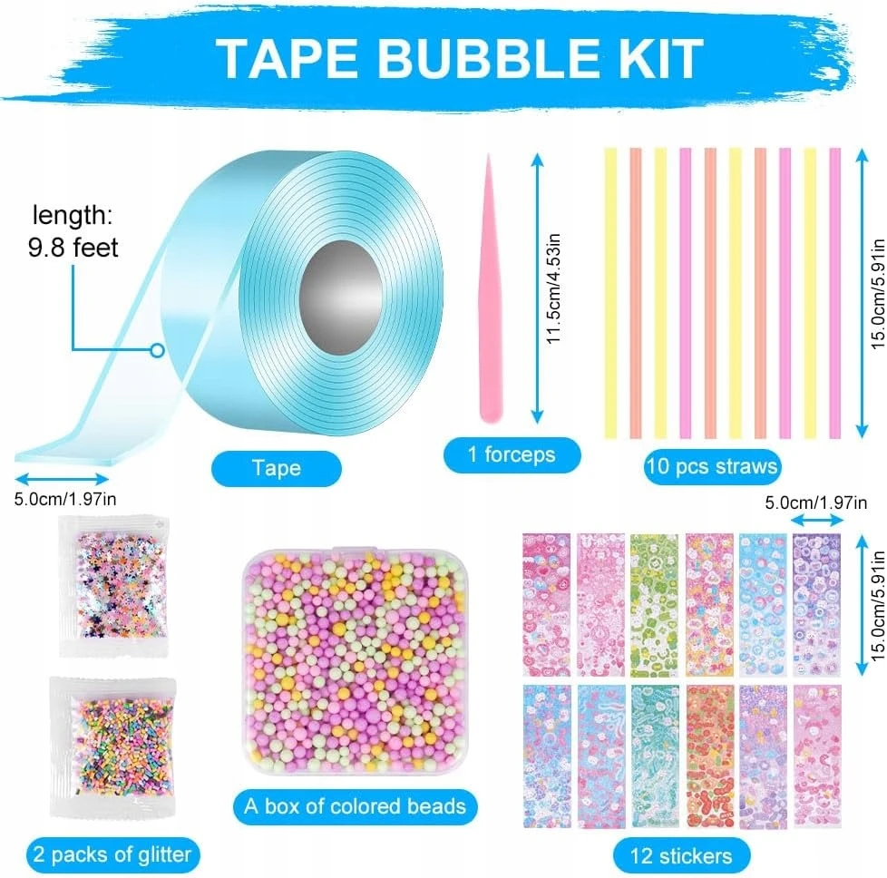 DVIPUŠĖ BURBULĖLIŲ JUOSTOS PŪSTI BURBULULIUS BUBBLE NANO SQUISH BUBBLES 3m
