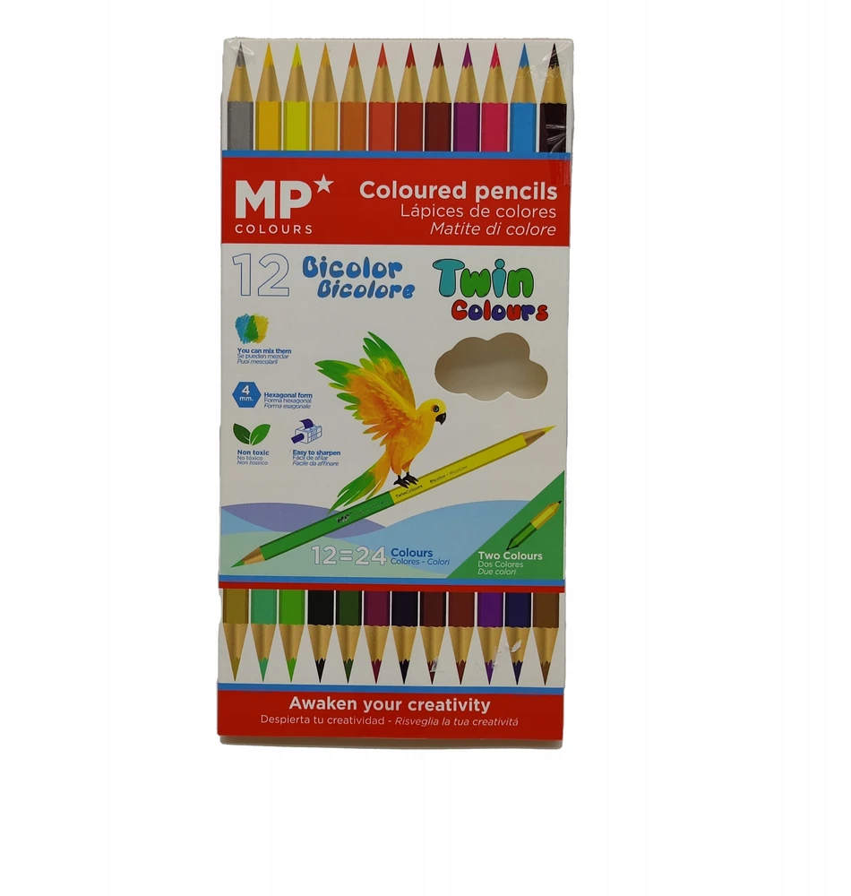 Dvipusės spalvotos kreidelės Mp, 12 vnt. (24 spalvos)