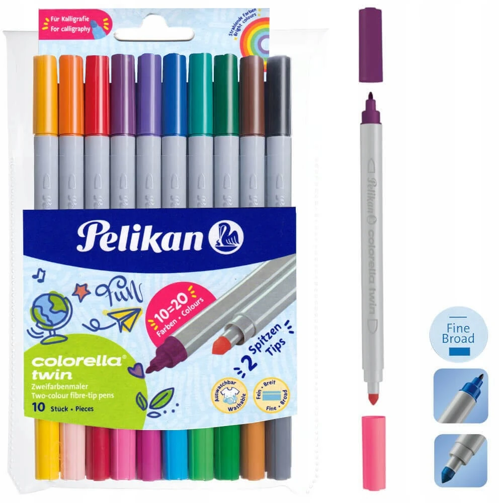 Dvipusiai flomasteriai Pelikan, 20 spalvų