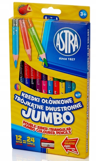 Dvipusiai spalvoti pieštukai Astra, 12 vnt