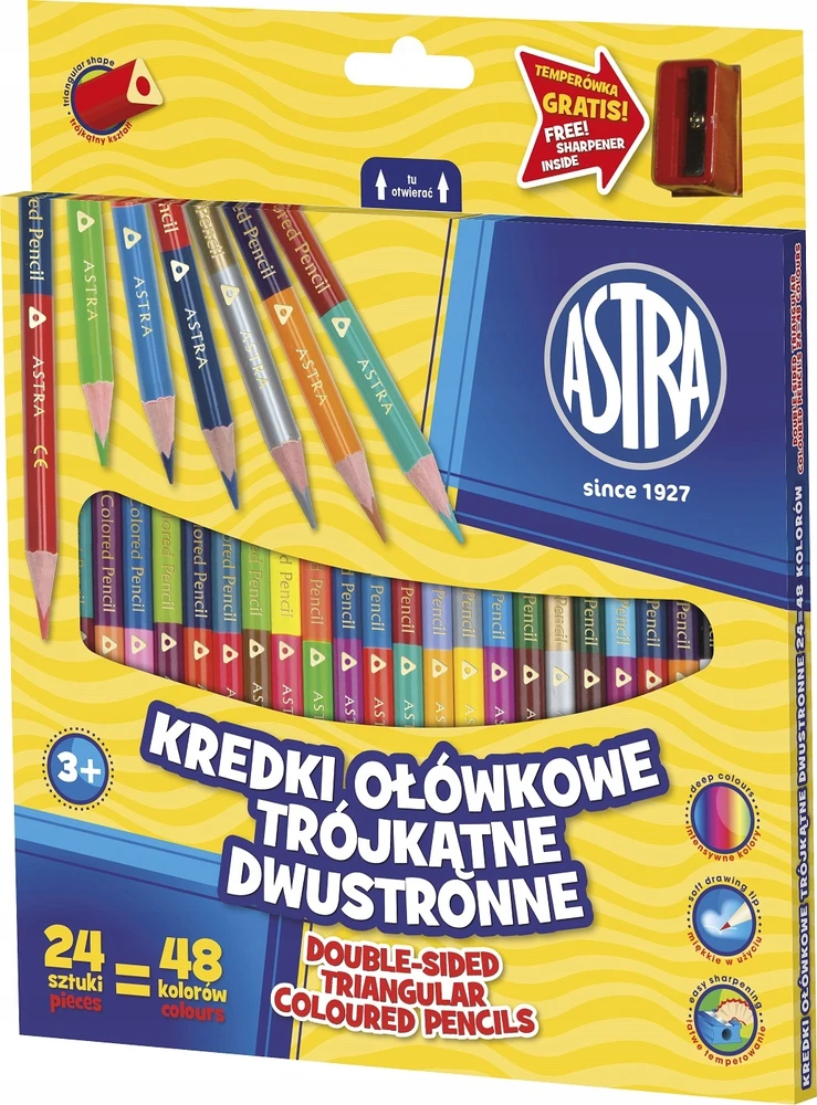 Dvipusiai spalvoti pieštukai Astra, 48 vnt