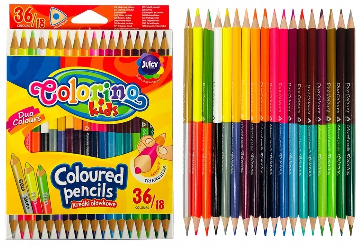 COLORINO CREATIVE Trikampiai spalvoti pieštukai 18 vnt/36 spalvų, 68512PTR
