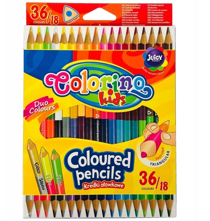 COLORINO CREATIVE Trikampiai spalvoti pieštukai 18 vnt/36 spalvų, 68512PTR