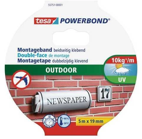 Dvipusė tvirtinimo juosta lauko darbams TESA Powerbond OUTDOOR, 19mm x 5m