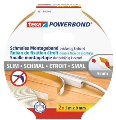 Dvipusio lipnumo montavimo juosta TESA, 9 mm x 5 m, 2 ritiniai pakuotėje
