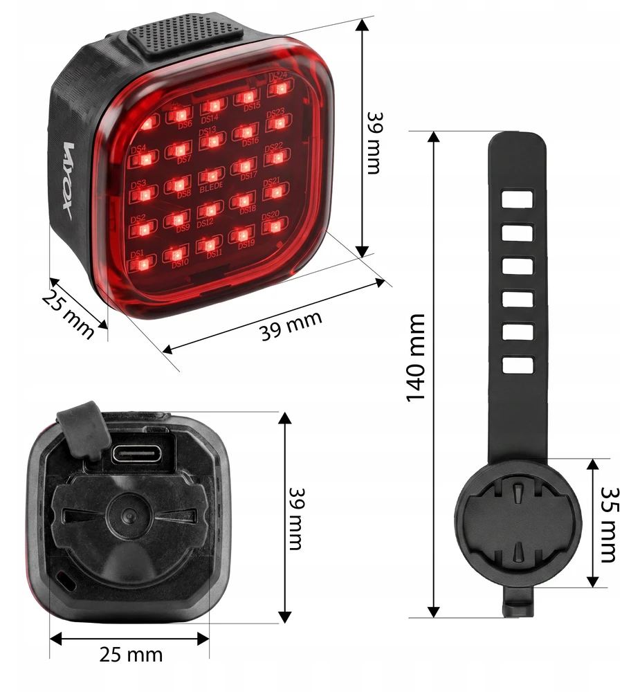 DVIRAČIO GALINIS LEMPAS LED USB GALINIS LEMPAS ĮKRAUJAMAS SMART IPX6 VAYOX