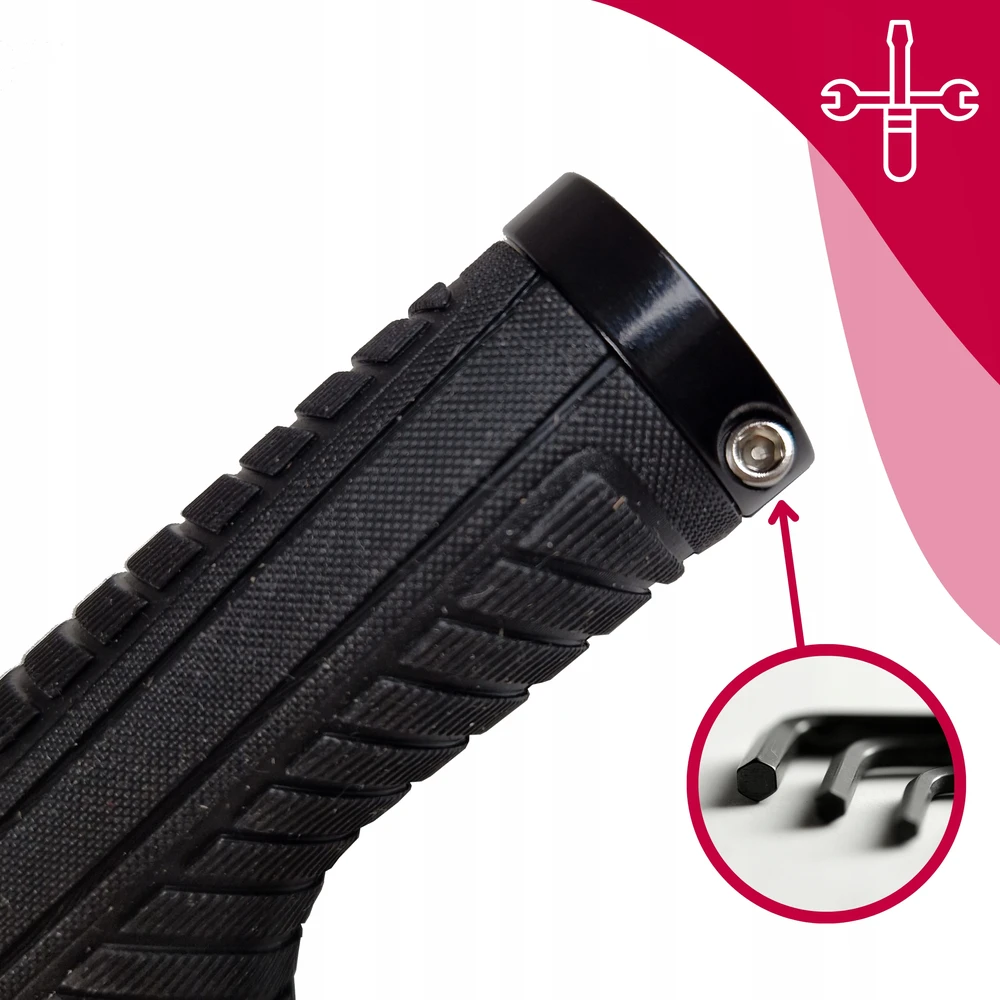 DVIRAČIO GRIP VELOXO RANKINĖS RANKENĖS, JUODOS, PATOGIOS, VARŽTOS 132 mm