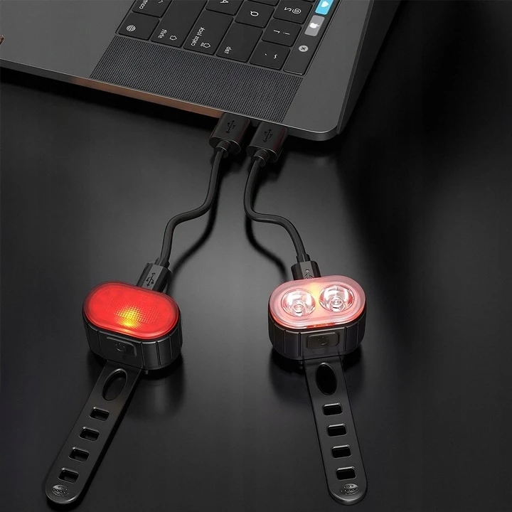 DVIRAČIO LEMPAS PRIEKINIS GALINĖS LED lemputė DVIRAČIO VARANE USB RYŠKIUS GALINGAS