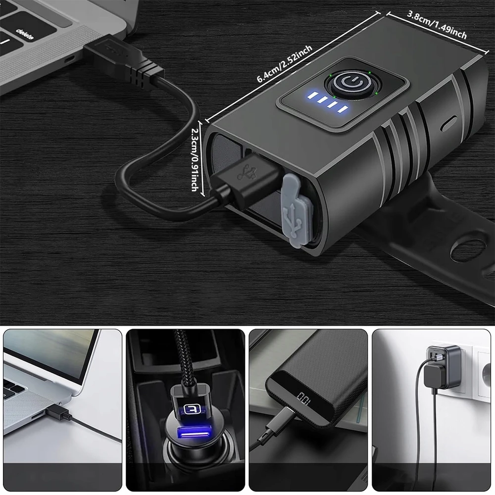 DVIRAČIO LEMPAS PRIEKINIS USB 1000 LM POWERBANK 1200 mAH + GALINIS RINKINYS