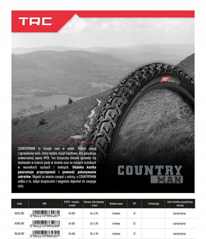 Dviračio padanga 24 TRC 24x1.95 [54-507] NAUJIENA dviračiui COUNTRYMAN dr MOCNA