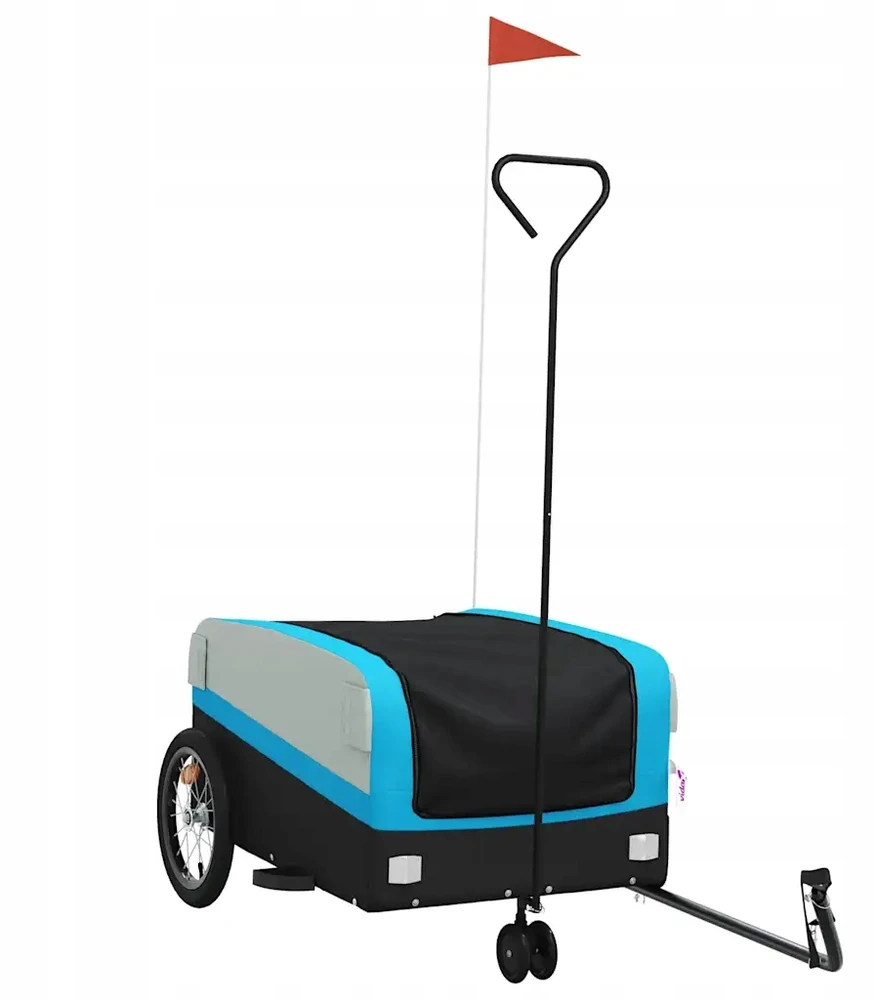 Dviračio priekaba, juodos ir mėlynos spalvos, 45kg, geležis