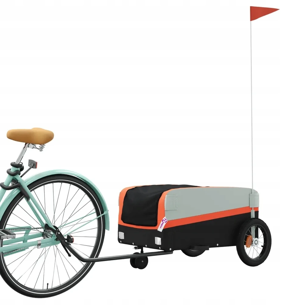 Dviračio priekaba, juodos ir oranžinės spalvos, 30kg, geležis