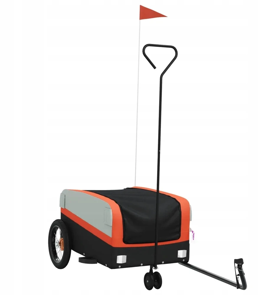 Dviračio priekaba, juodos ir oranžinės spalvos, 30kg, geležis