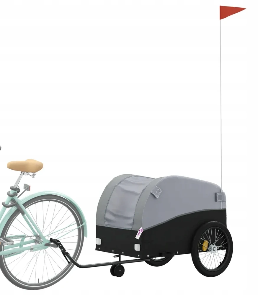 Dviračio priekaba, juodos ir pilkos spalvos, 45kg, geležis