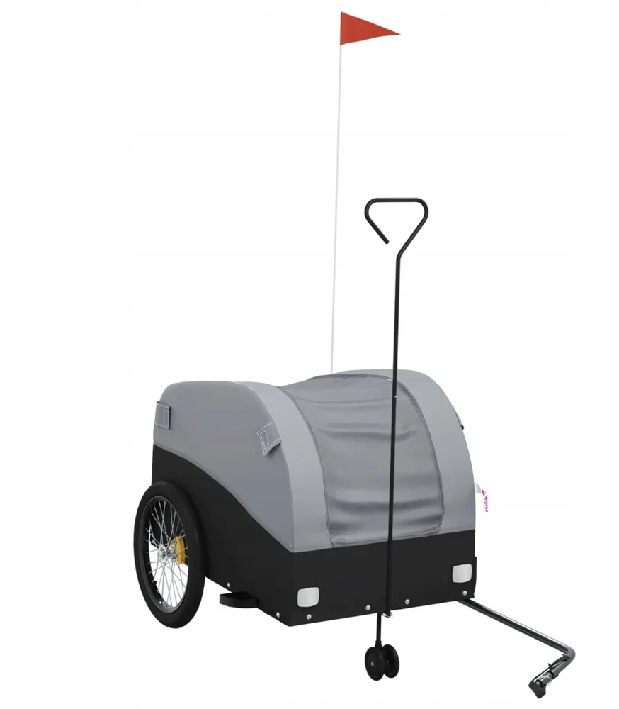 Dviračio priekaba, juodos ir pilkos spalvos, 45kg, geležis