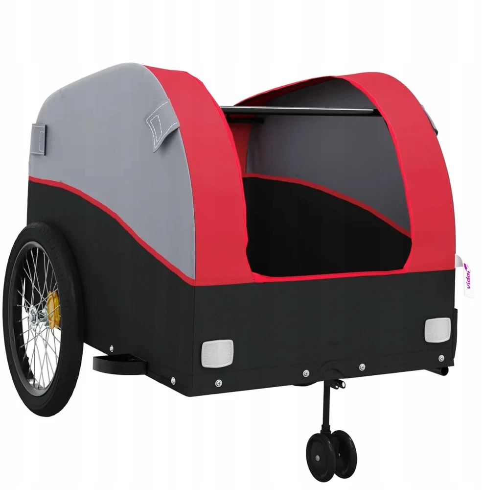 Dviračio priekaba, juodos ir raudonos spalvos, 45kg, geležis