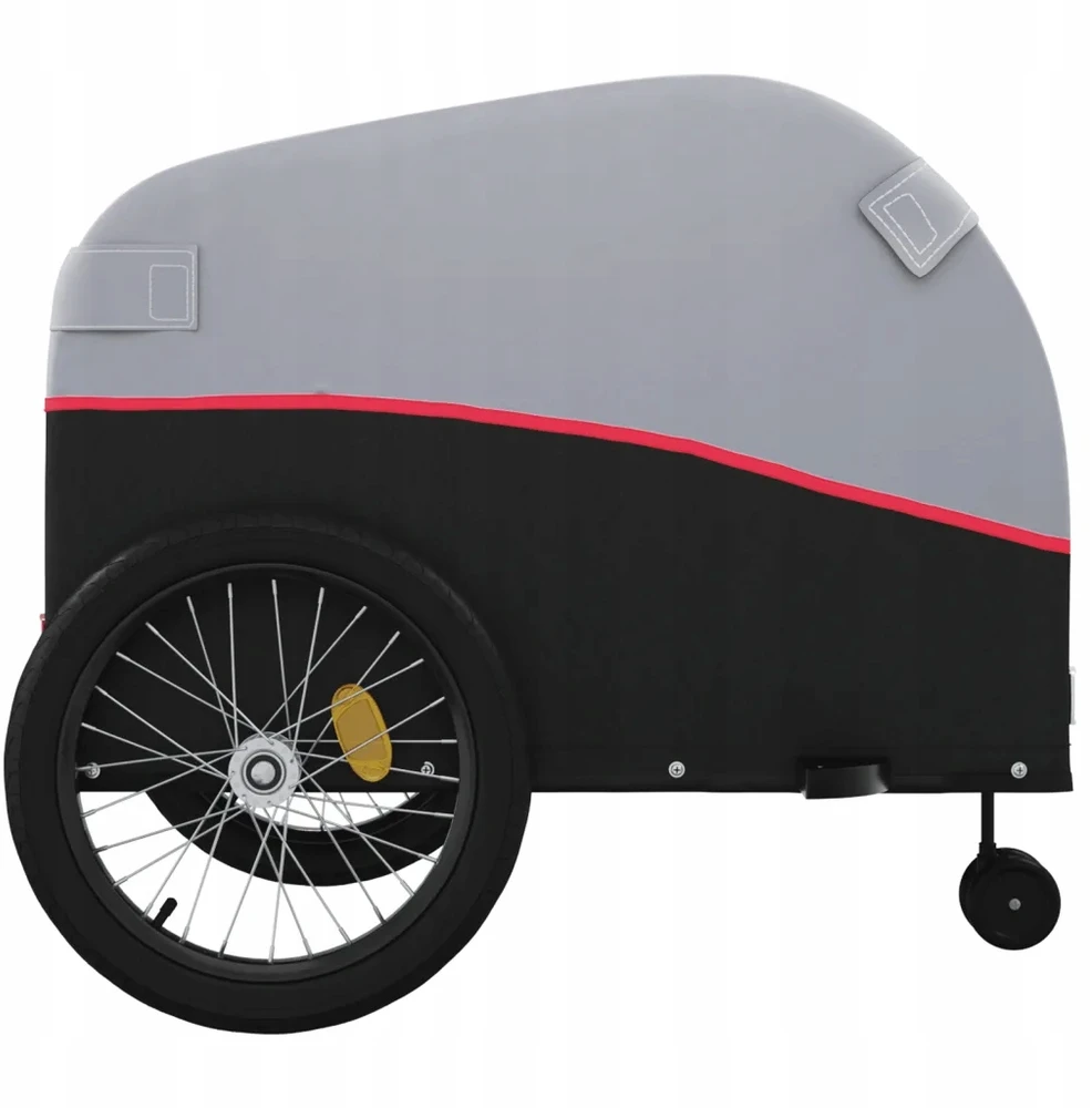 Dviračio priekaba, juodos ir raudonos spalvos, 45kg, geležis