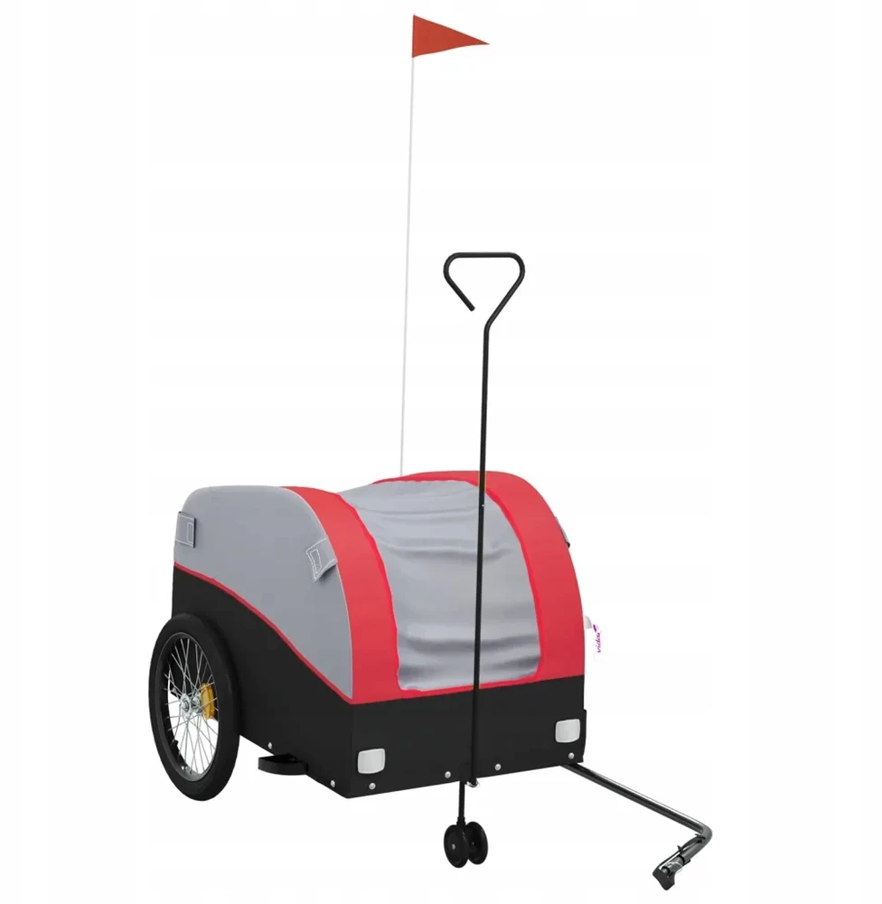 Dviračio priekaba, juodos ir raudonos spalvos, 45kg, geležis