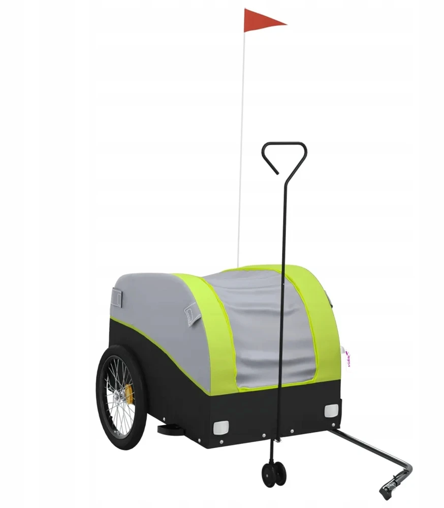 Dviračio priekaba, juodos ir žalios spalvos, 45kg, geležis